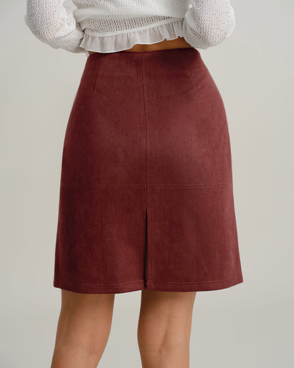 Falda Mini Recta de Ante Roja