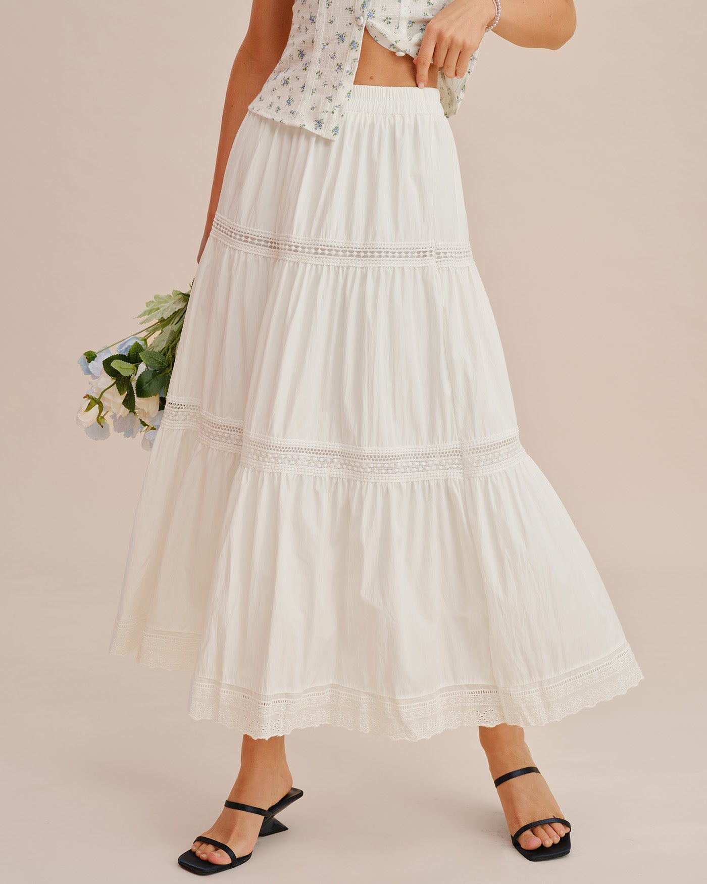 Falda Maxi Blanca con Cintura Elástica