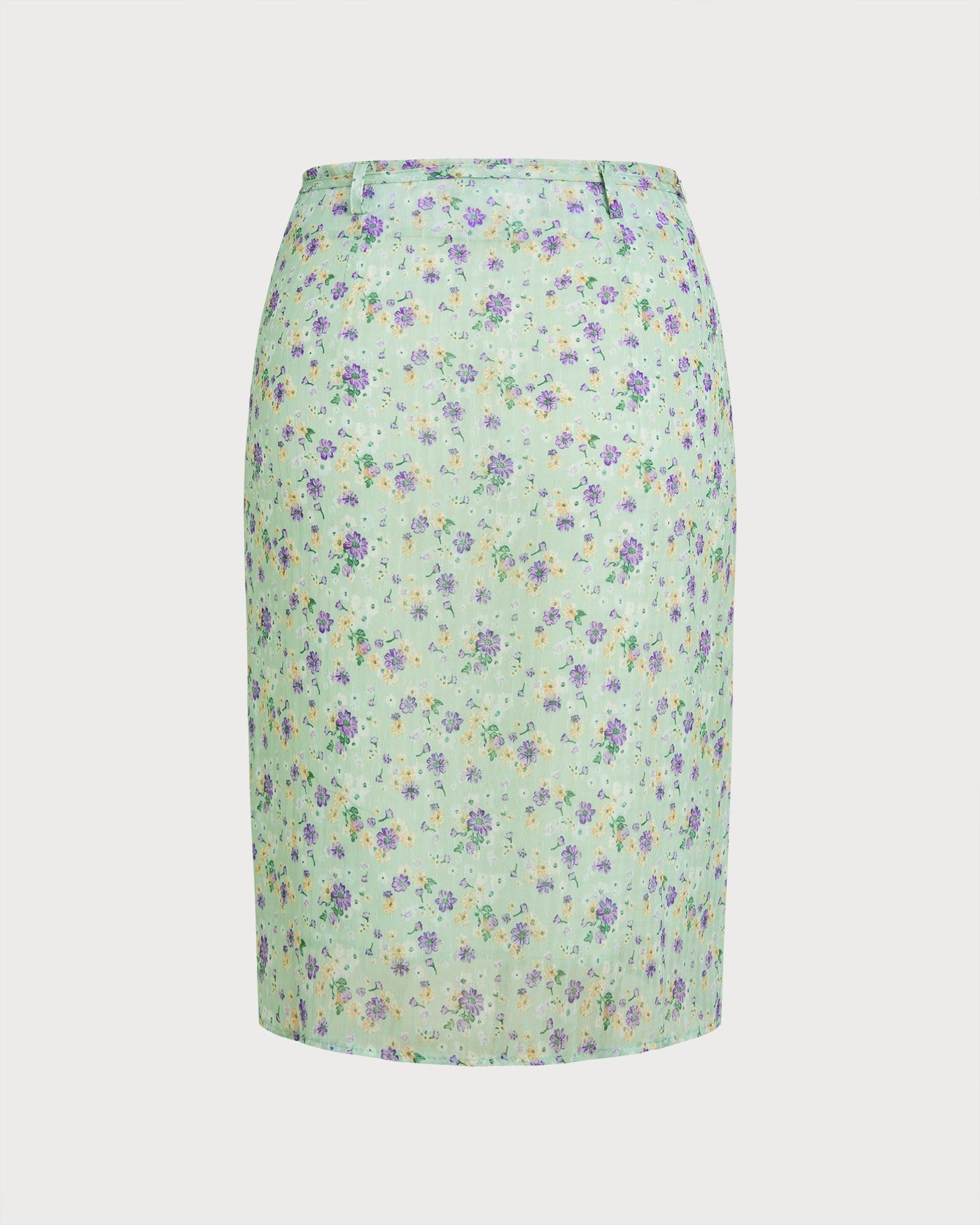 Falda Recta con Estampado Floral Verde