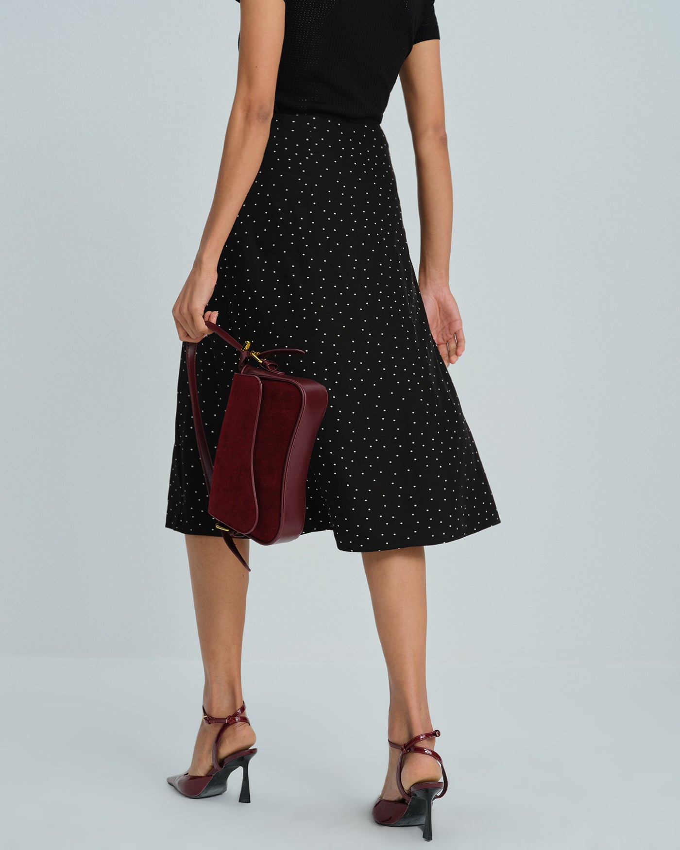 Falda Midi de Lunares Negros