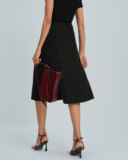 Falda Midi de Lunares Negros
