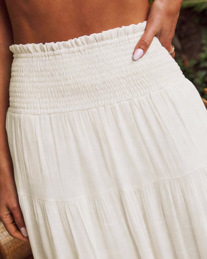Falda Midi Blanca Acampanada