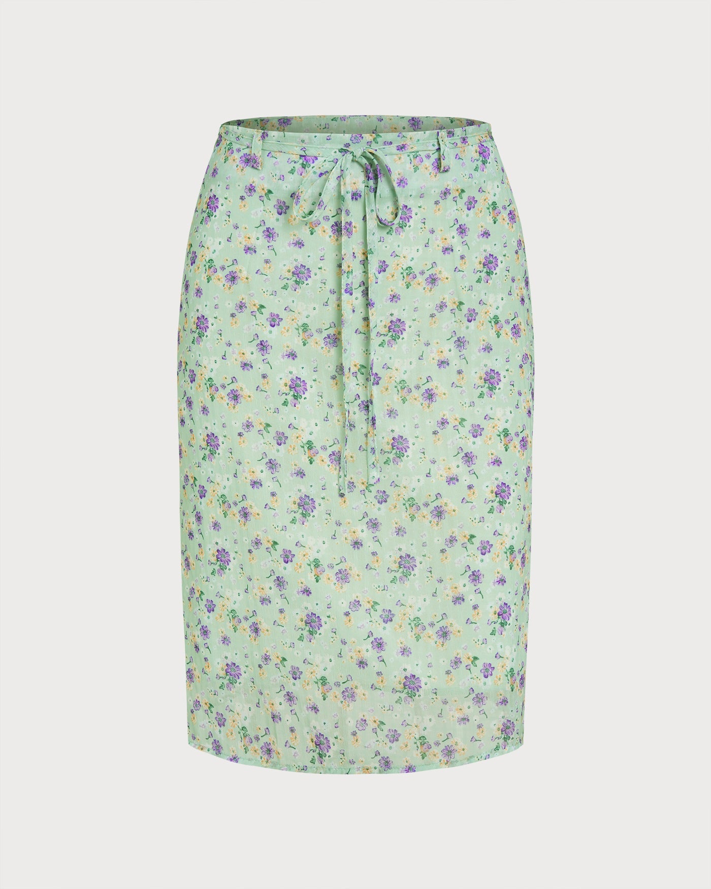 Falda Recta con Estampado Floral Verde