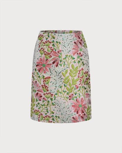 Falda Recta con Cremallera Floral