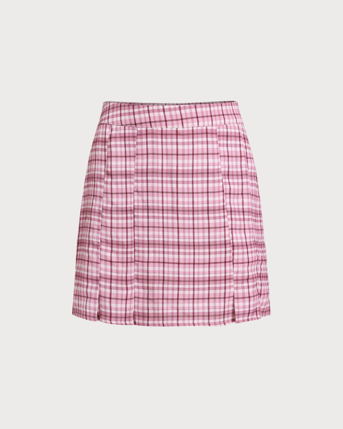 Falda Mini Recta de Cuadro Rosa