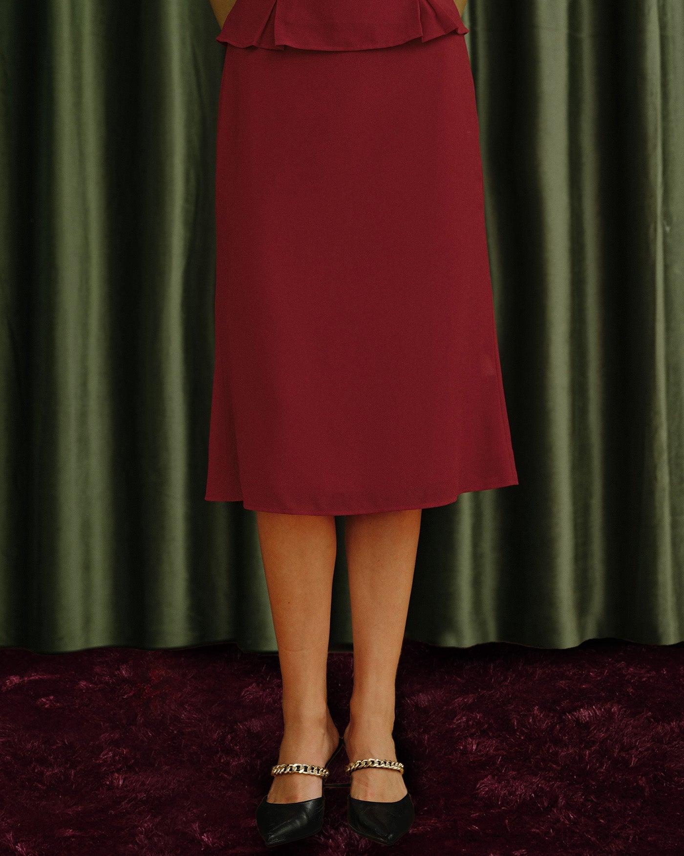 Falda de Chifón Roja de Sirena
