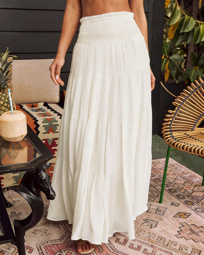 Falda Midi Blanca Acampanada