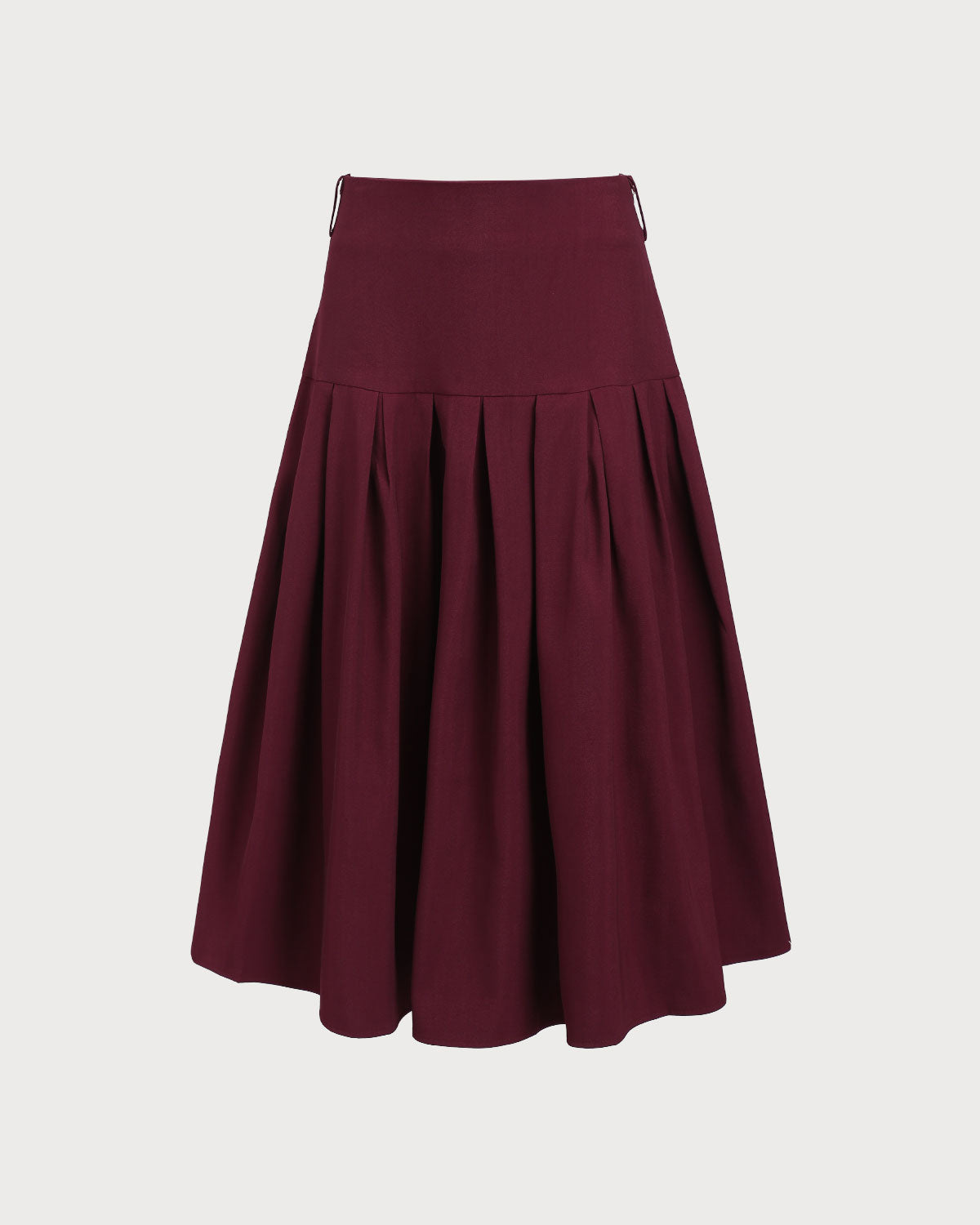 Falda Midi Plisada de Cintura Natural Color Rojo Vino