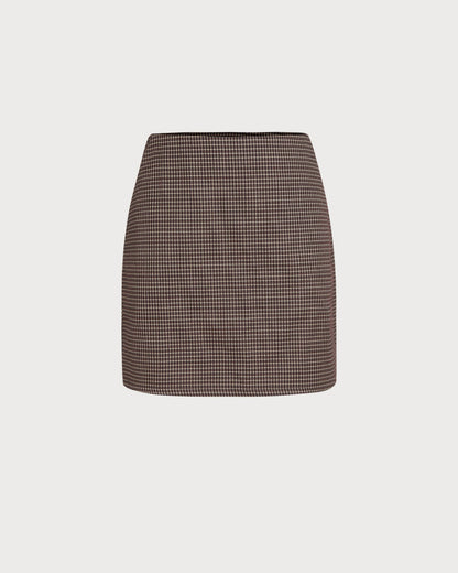Falda Mini A-Line de Cuadros Café