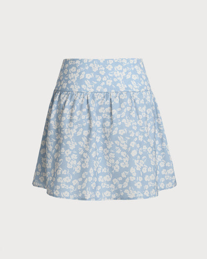 Falda Mini A-Line Floral Azul