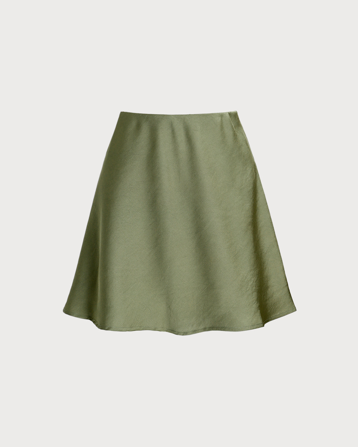 Falda Mini A-Line de Satén Verde con Cintura Elástica
