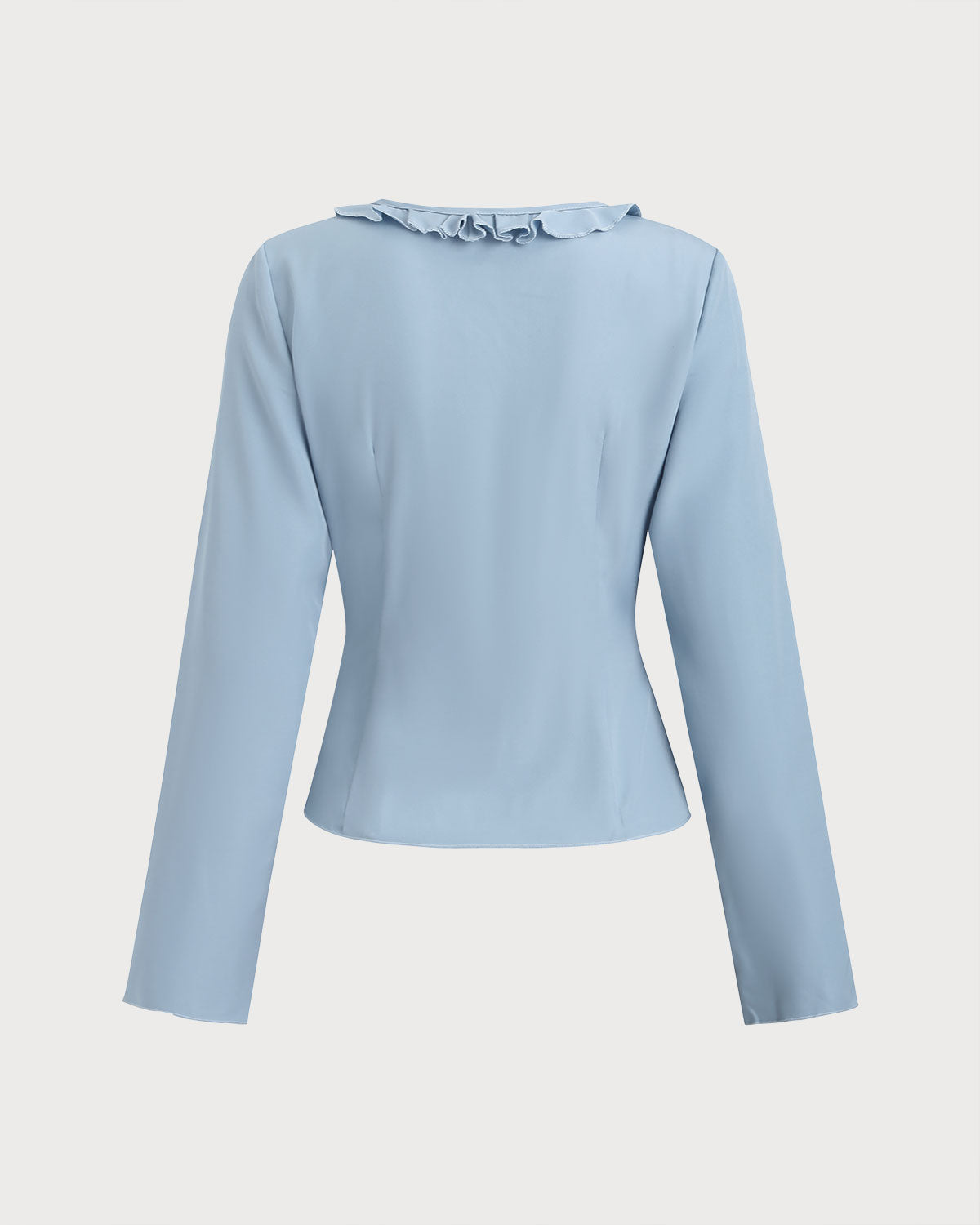 Blusa Azul con Volantes y Botones en V