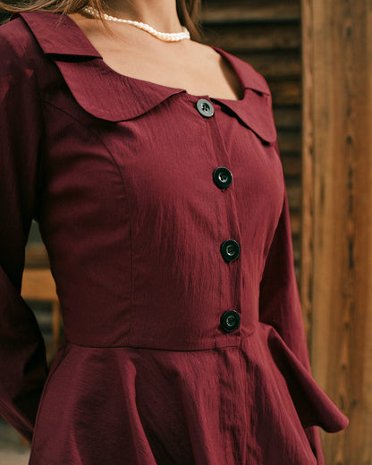 Blusa de Viscosa de Cuello Cuadrado Rojo Ladrillo