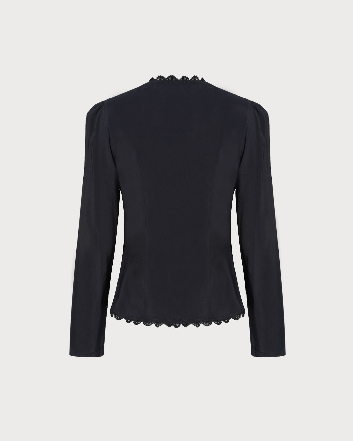 Blusa de Encaje Negra con Cuello en V