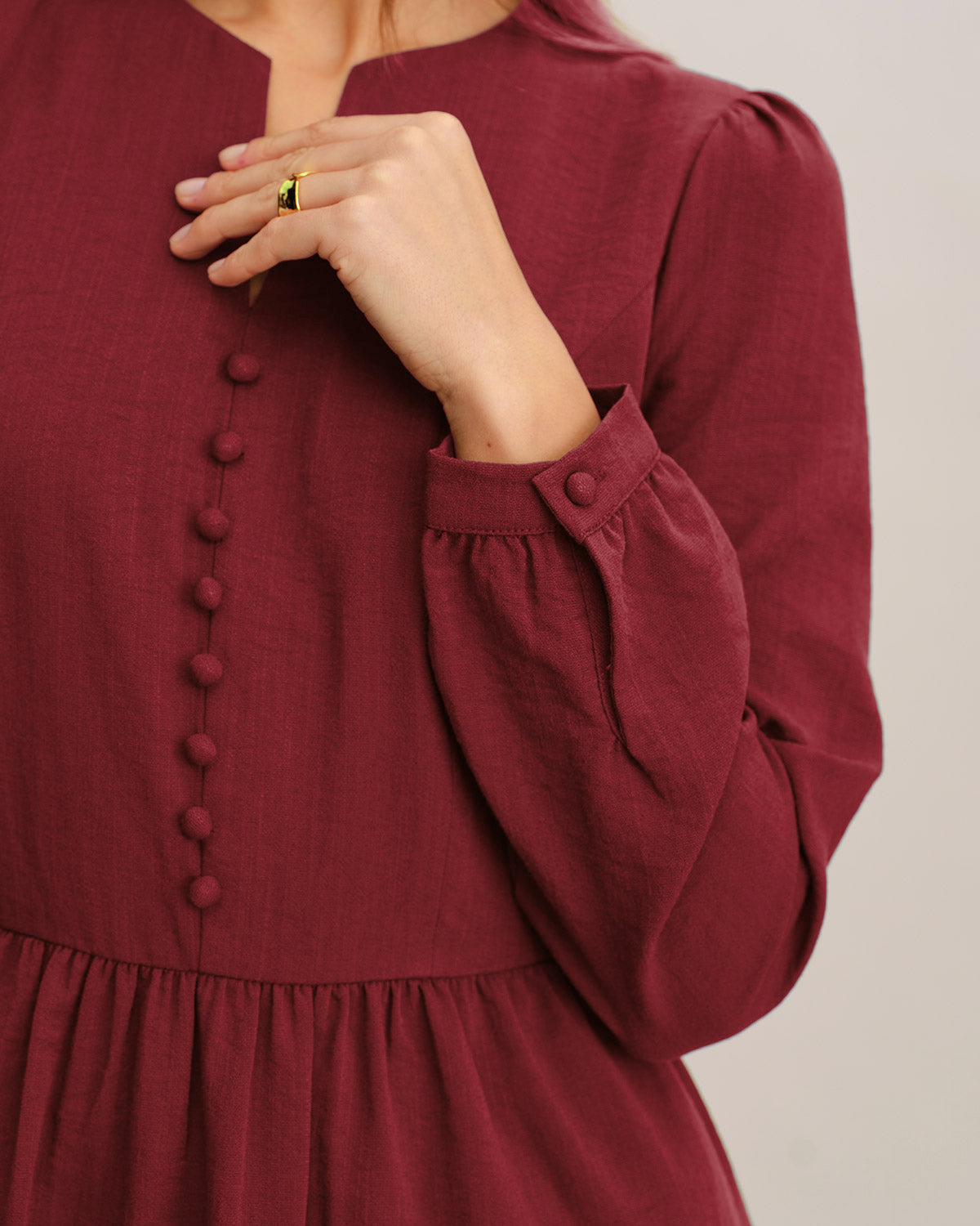 Vestido Midi A-Line de Manga Francesa Roja