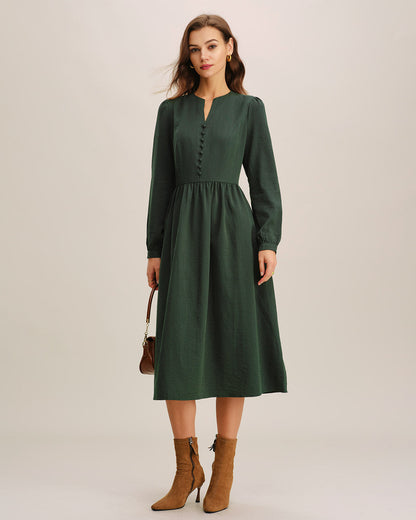 Vestido Midi Plisado Verde en A