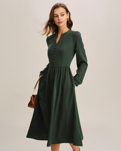 Vestido Midi Plisado Verde en A