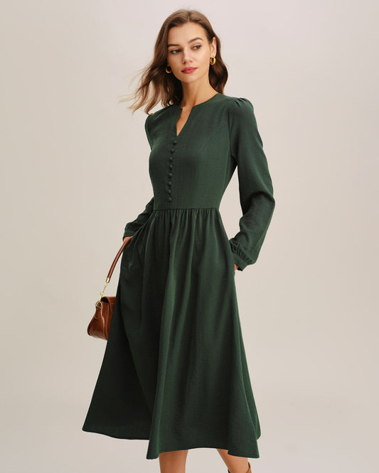 Vestido Midi Plisado Verde en A