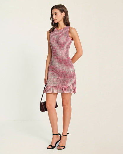 Vestido Mini de Cuadros con Volantes Rojos